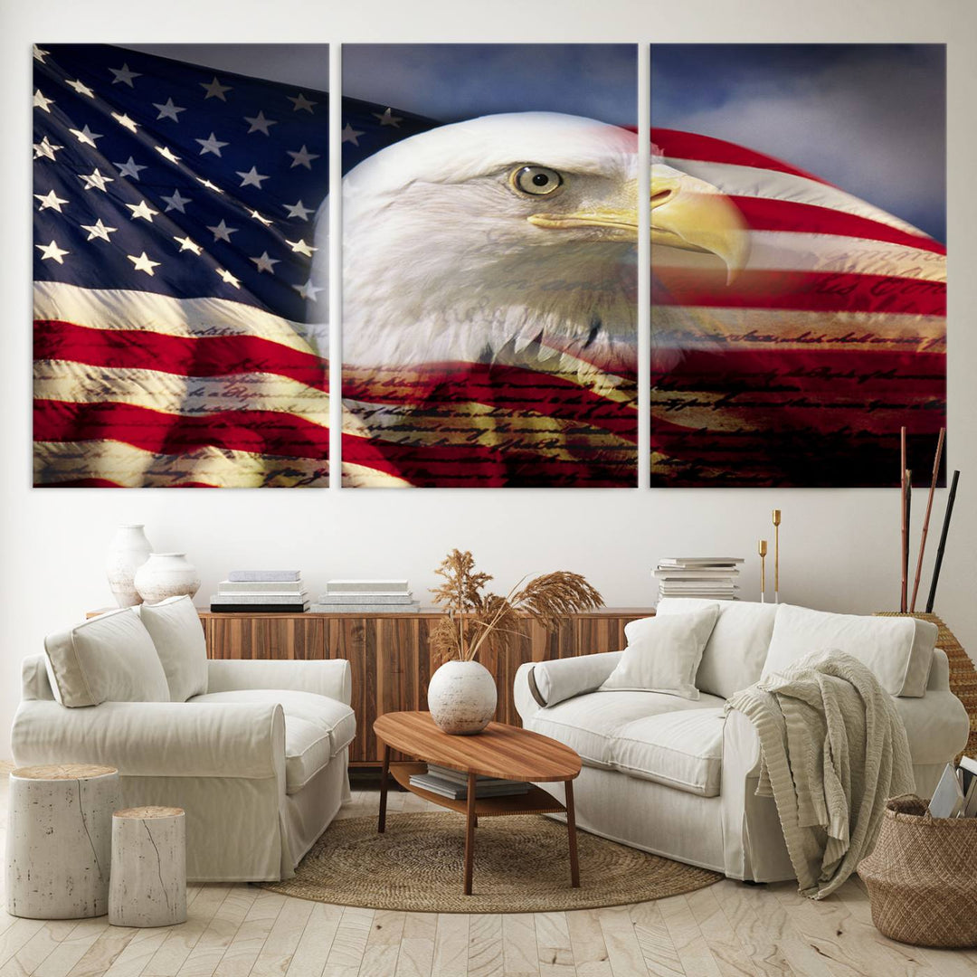 American Flag Eagle Symbol Wall Art Canvas Print