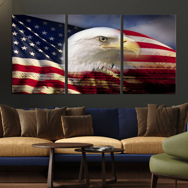 American Flag Eagle Symbol Wall Art Canvas Print