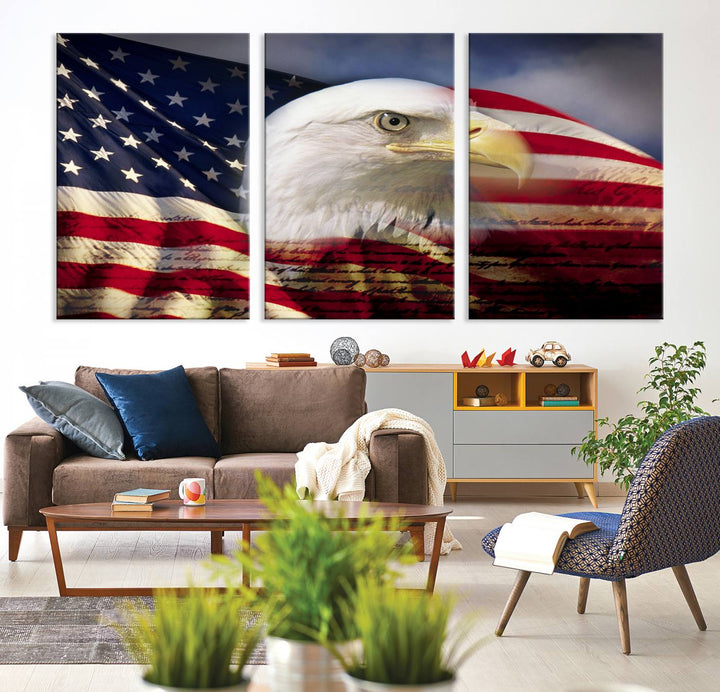 American Flag Eagle Symbol Wall Art Canvas Print