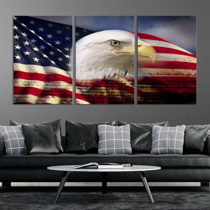 American Flag Eagle Symbol Wall Art Canvas Print