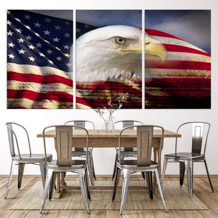 American Flag Eagle Symbol Wall Art Canvas Print