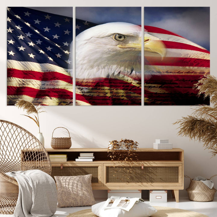 American Flag Eagle Symbol Wall Art Canvas Print