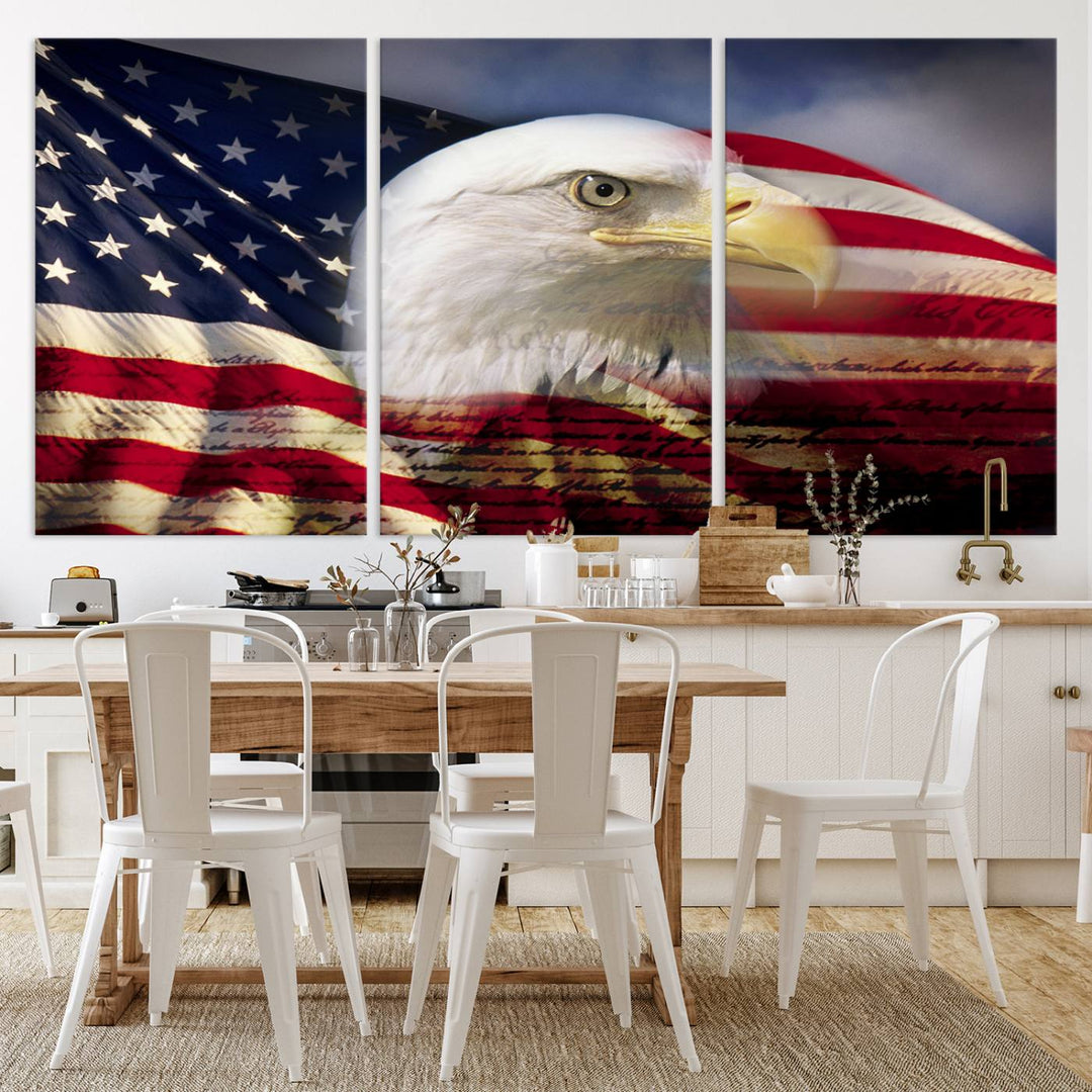 American Flag Eagle Symbol Wall Art Canvas Print