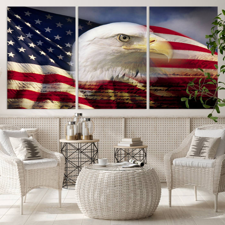 American Flag Eagle Symbol Wall Art Canvas Print