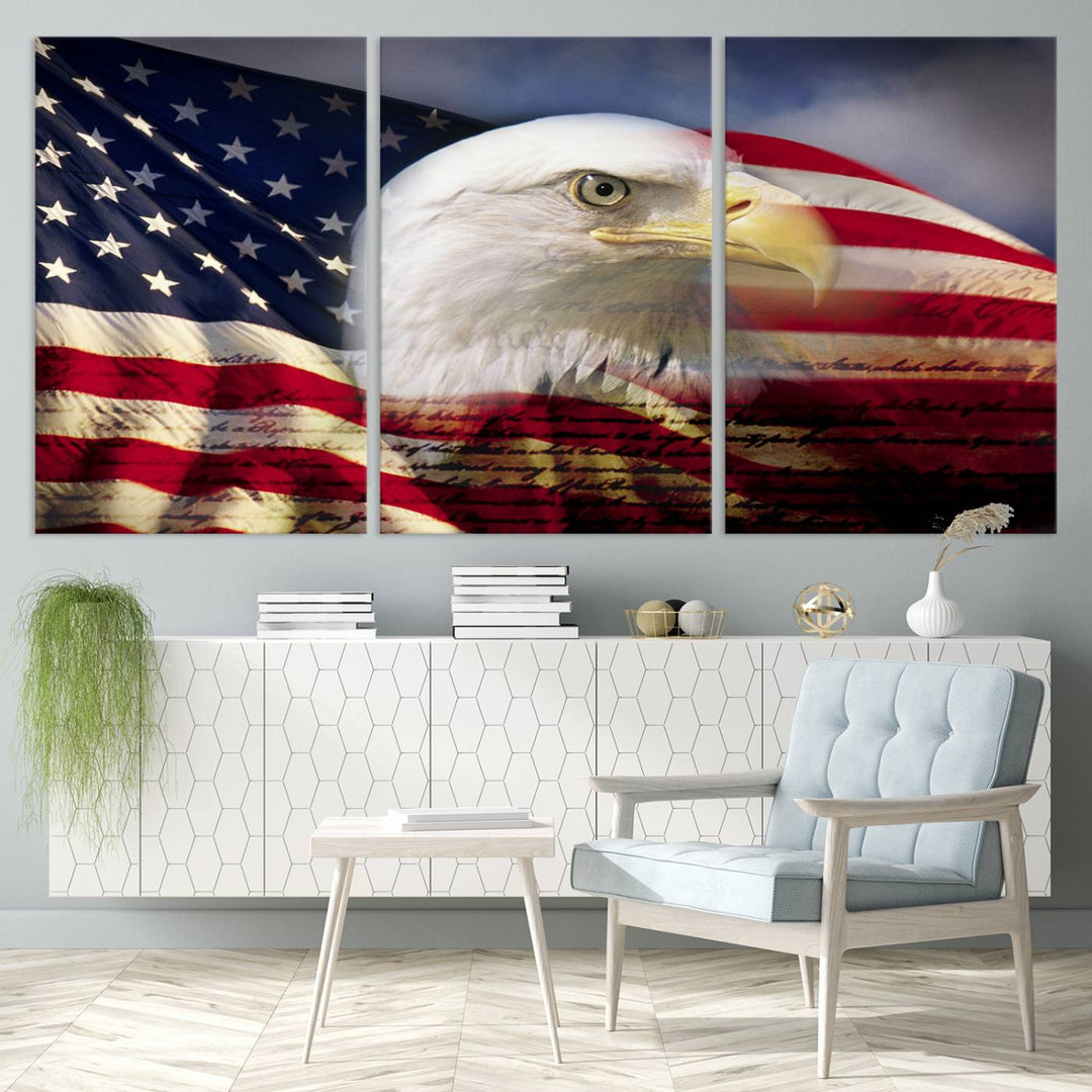 American Flag Eagle Symbol Wall Art Canvas Print