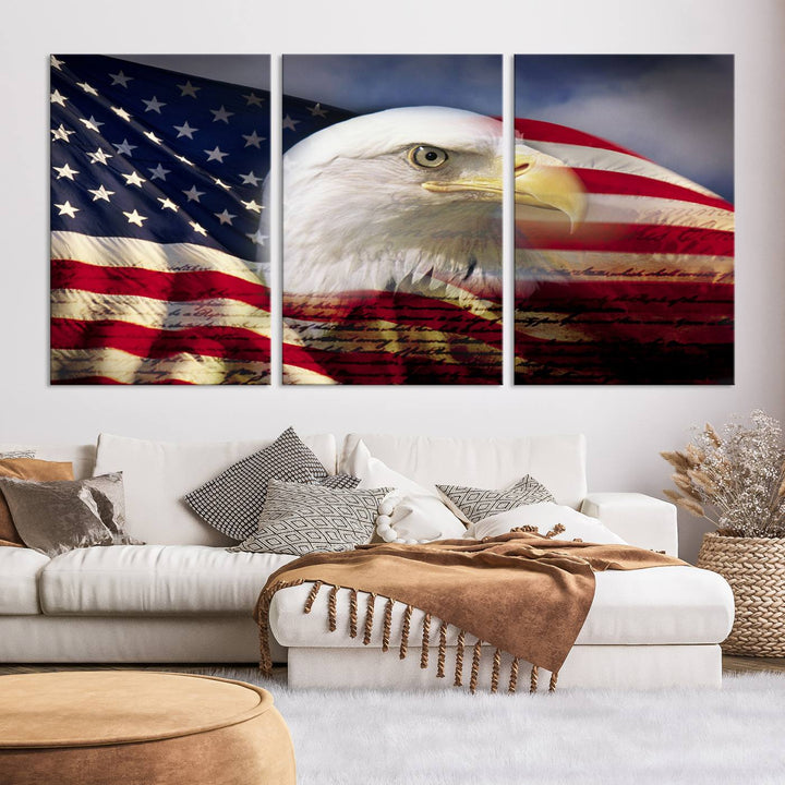 American Flag Eagle Symbol Wall Art Canvas Print