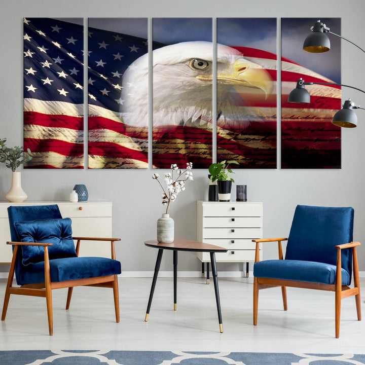 American Flag Eagle Symbol Wall Art Canvas Print