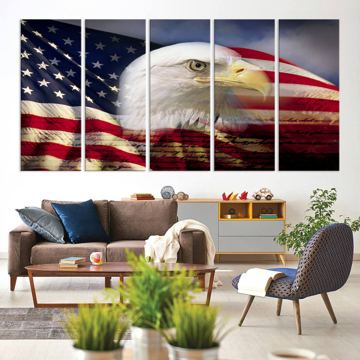 American Flag Eagle Symbol Wall Art Canvas Print