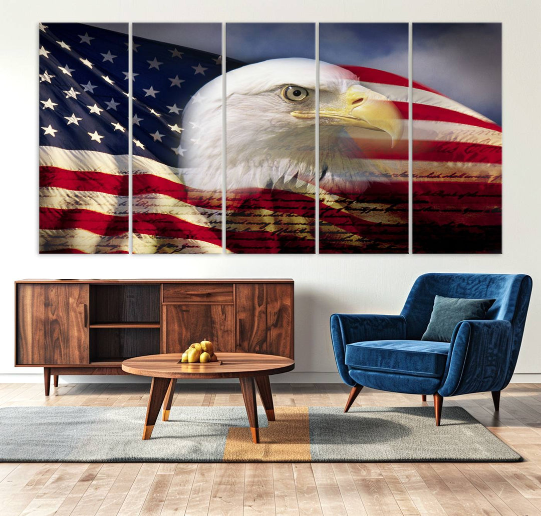 American Flag Eagle Symbol Wall Art Canvas Print