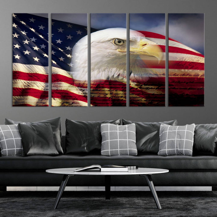 American Flag Eagle Symbol Wall Art Canvas Print