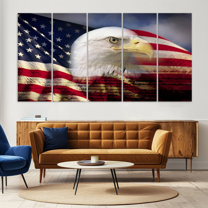 American Flag Eagle Symbol Wall Art Canvas Print