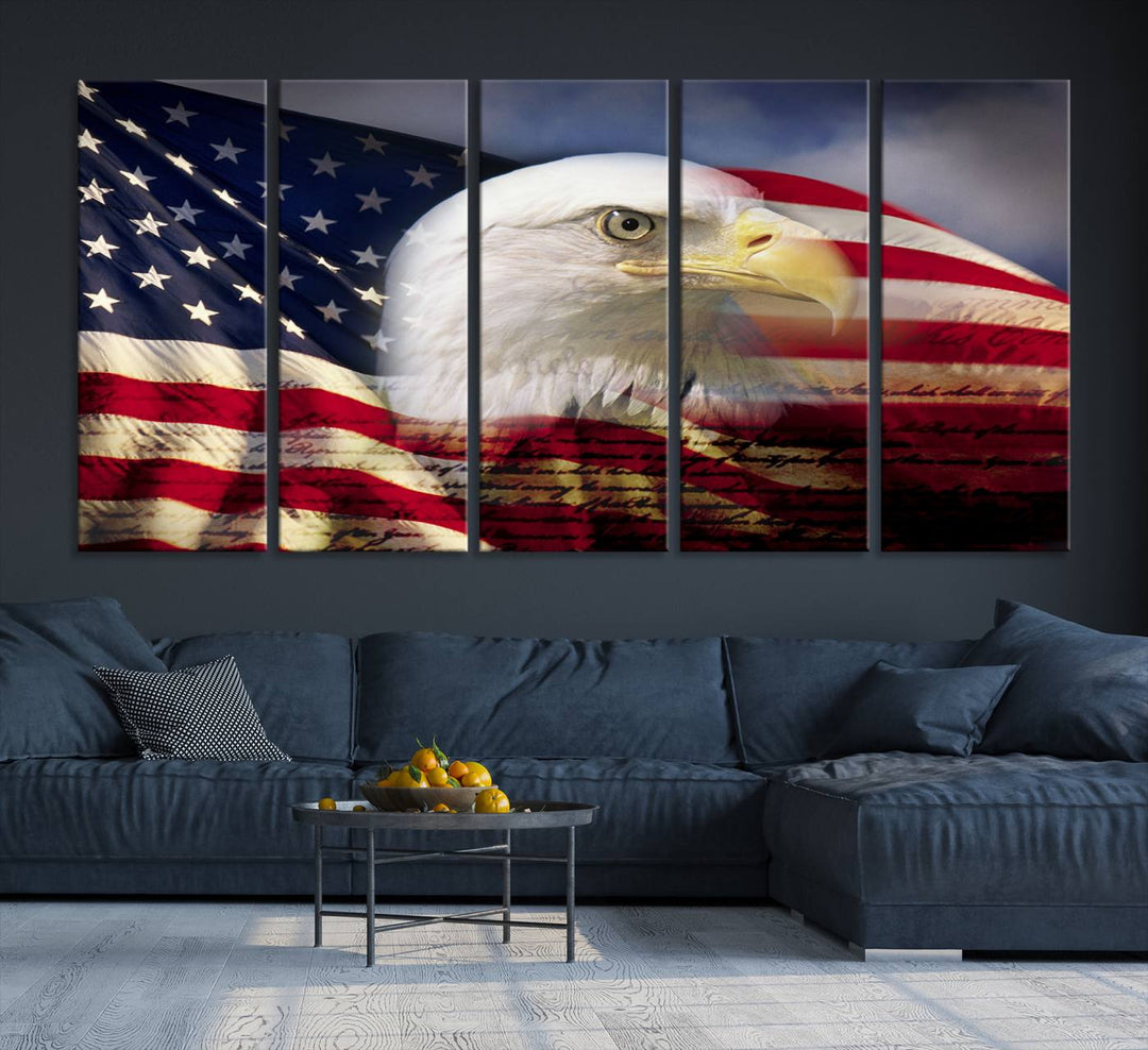 American Flag Eagle Symbol Wall Art Canvas Print