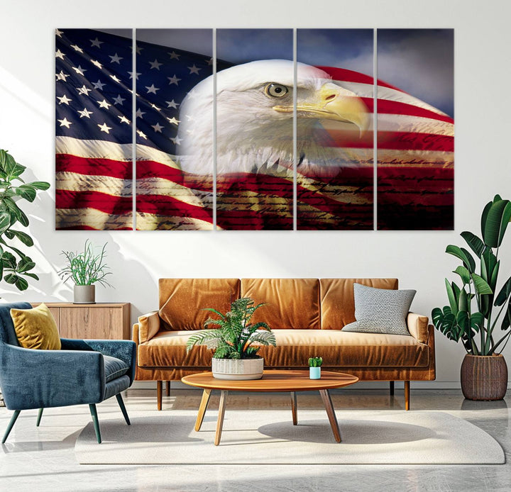 American Flag Eagle Symbol Wall Art Canvas Print