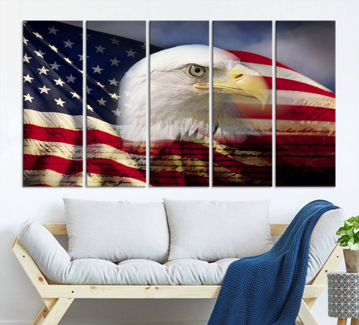 American Flag Eagle Symbol Wall Art Canvas Print