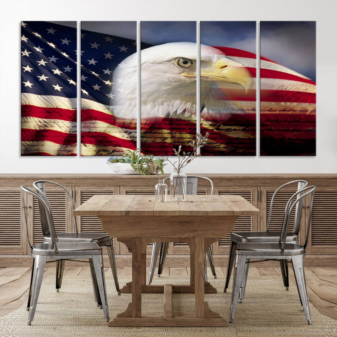 American Flag Eagle Symbol Wall Art Canvas Print