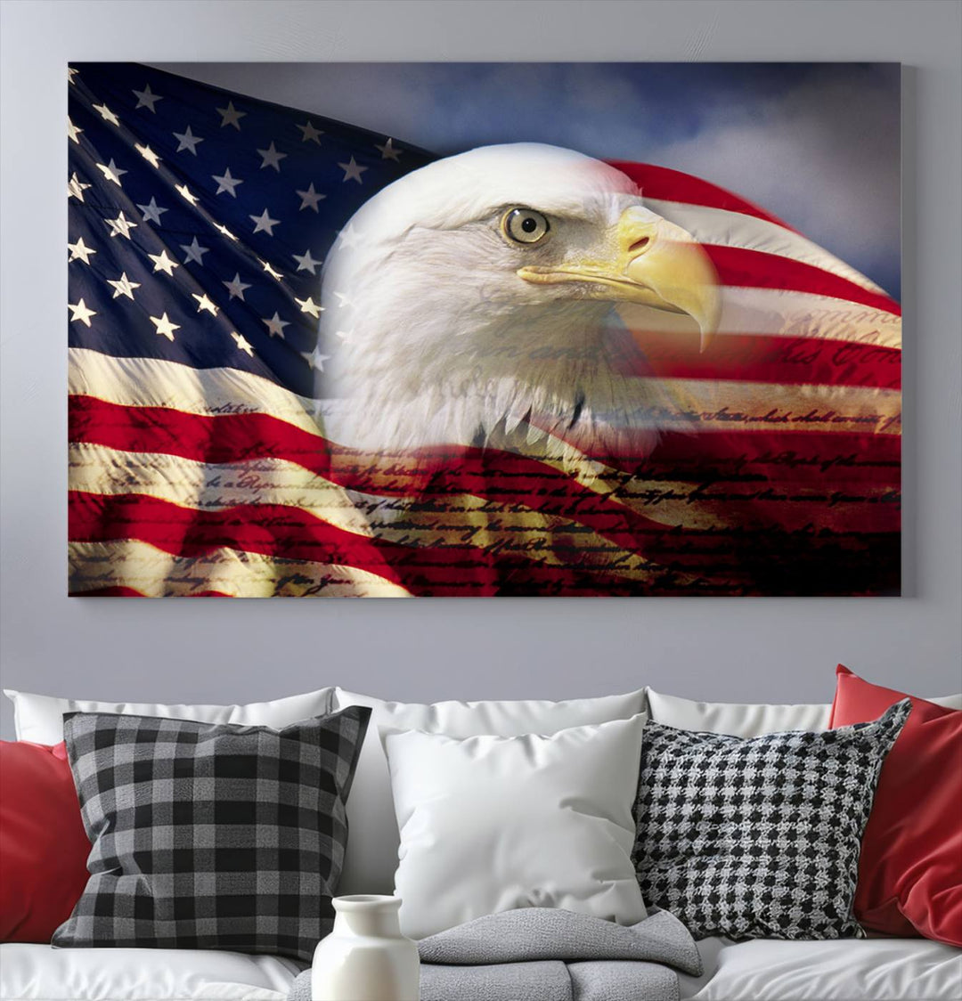 American Flag Eagle Symbol Wall Art Canvas Print