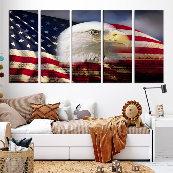 American Flag Eagle Symbol Wall Art Canvas Print