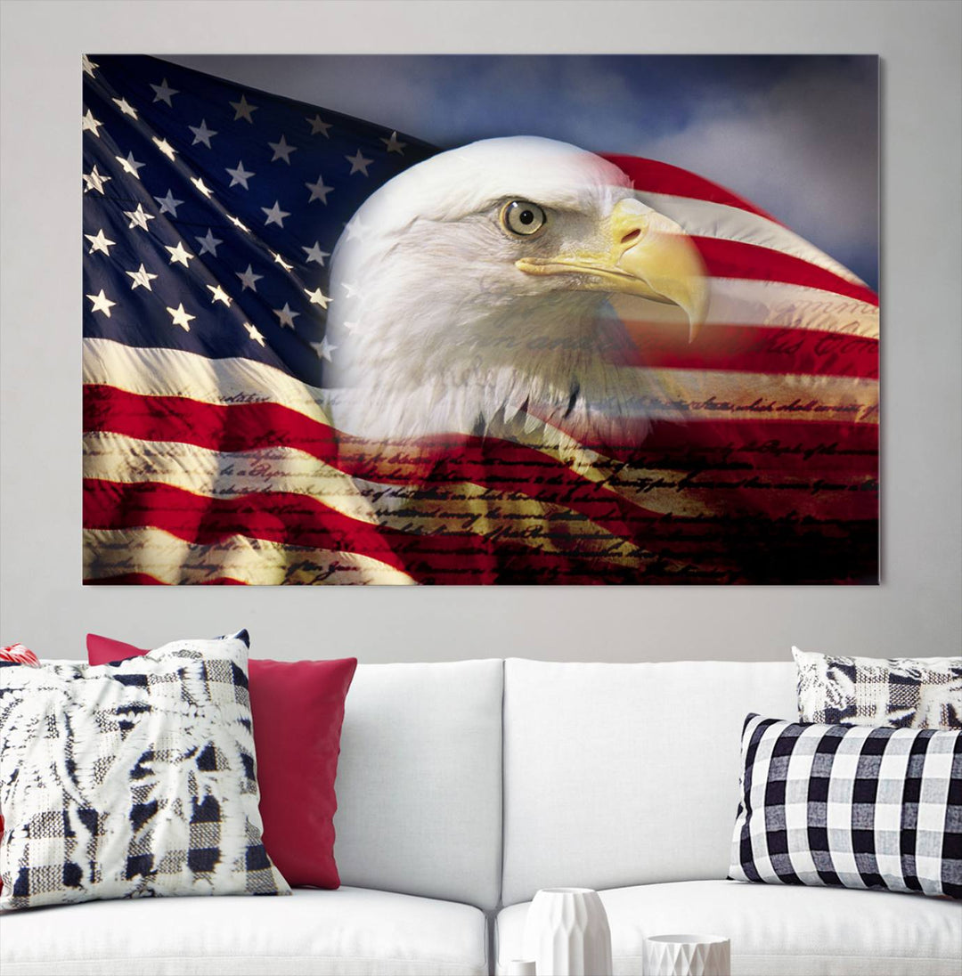 American Flag Eagle Symbol Wall Art Canvas Print