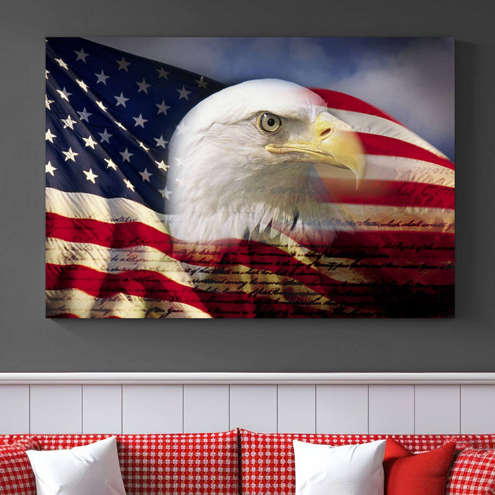 American Flag Eagle Symbol Wall Art Canvas Print