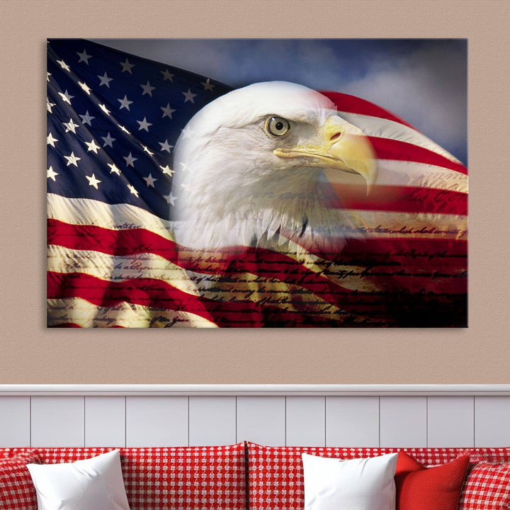 American Flag Eagle Symbol Wall Art Canvas Print