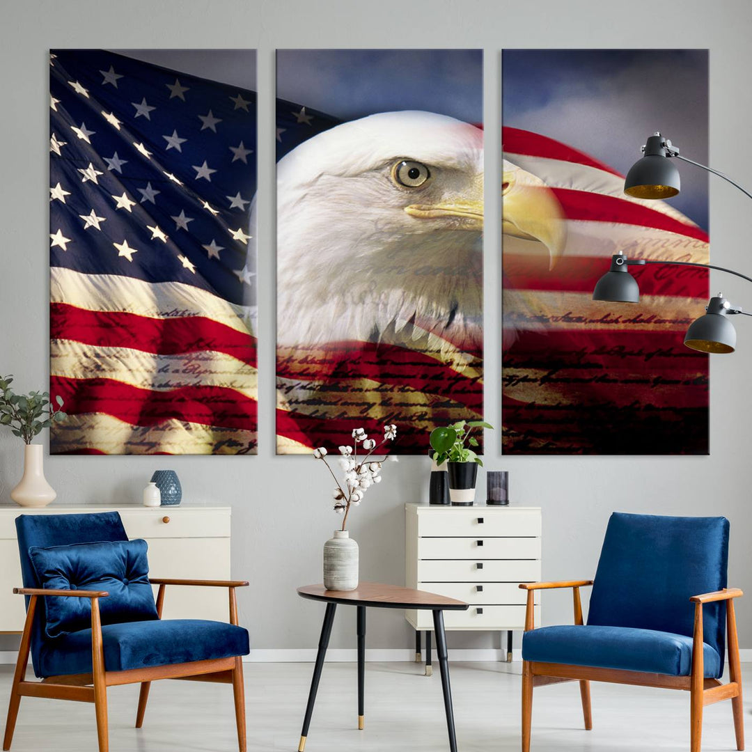 American Flag Eagle Symbol Wall Art Canvas Print