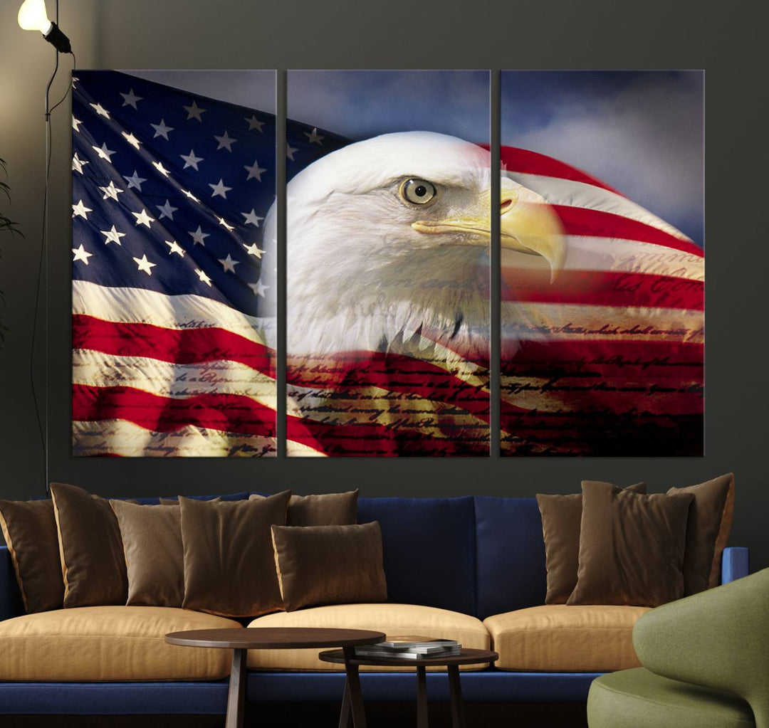 American Flag Eagle Symbol Wall Art Canvas Print