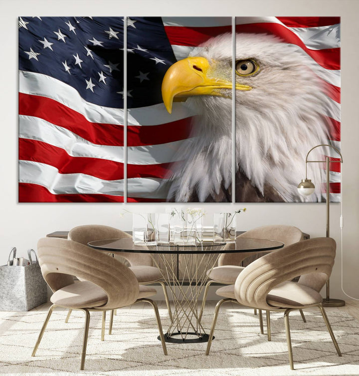 American Flag Eagle Symbol Wall Art Canvas Print, USA Flag Eagle Wall Art Canvas Print