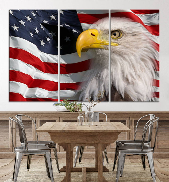 American Flag Eagle Symbol Wall Art Canvas Print, USA Flag Eagle Wall Art Canvas Print