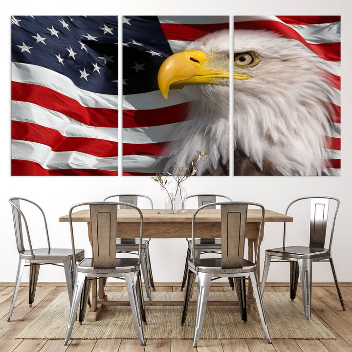 American Flag Eagle Symbol Wall Art Canvas Print, USA Flag Eagle Wall Art Canvas Print