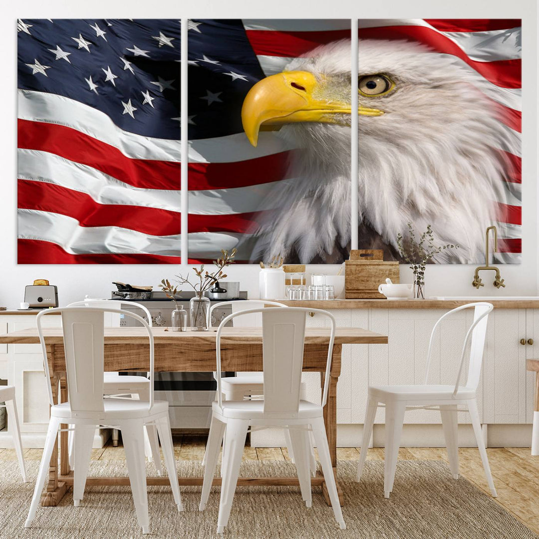 American Flag Eagle Symbol Wall Art Canvas Print, USA Flag Eagle Wall Art Canvas Print