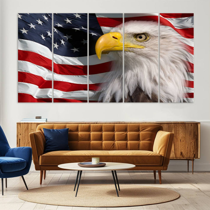 American Flag Eagle Symbol Wall Art Canvas Print, USA Flag Eagle Wall Art Canvas Print