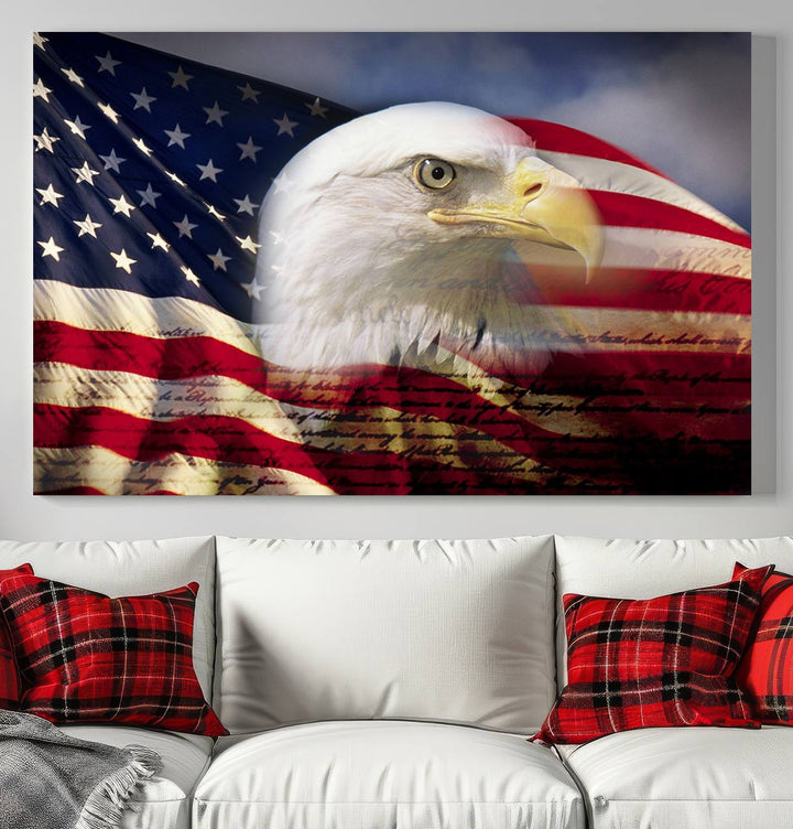 American Flag Eagle Symbol Wall Art Canvas Print