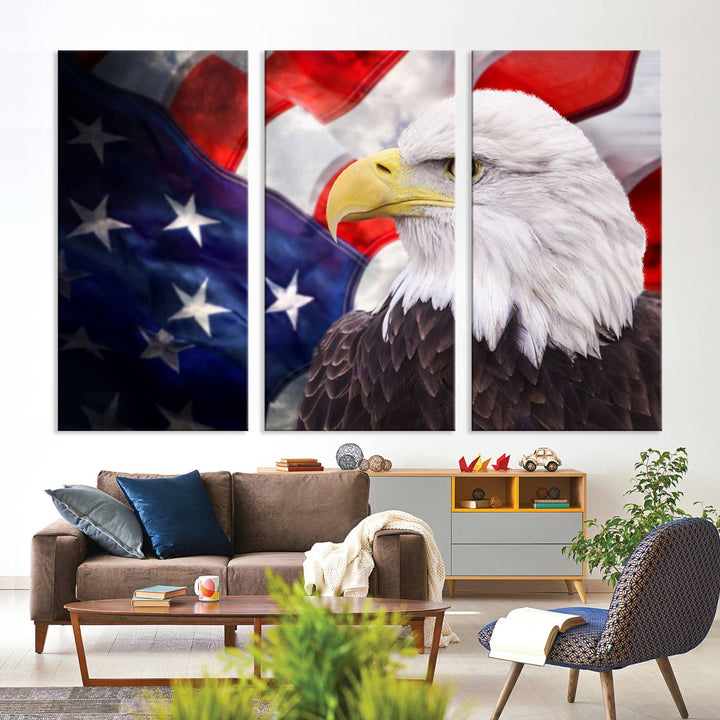 American Flag Eagle Wall Art Canvas Print