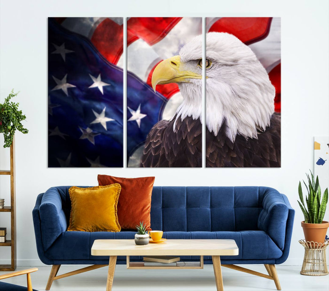 American Flag Eagle Wall Art Canvas Print