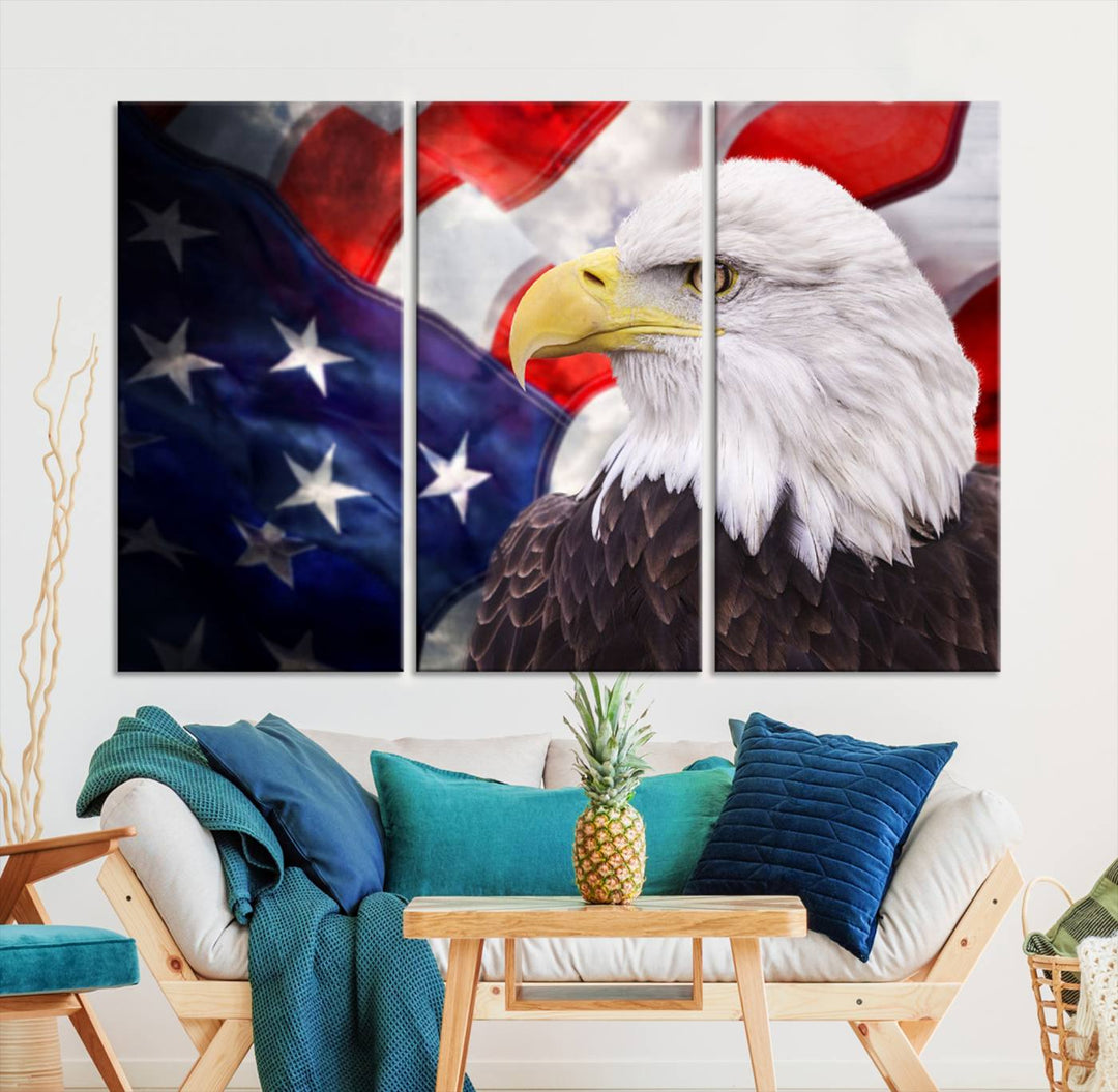 American Flag Eagle Wall Art Canvas Print