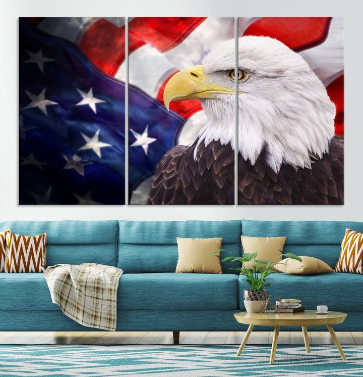 American Flag Eagle Wall Art Canvas Print