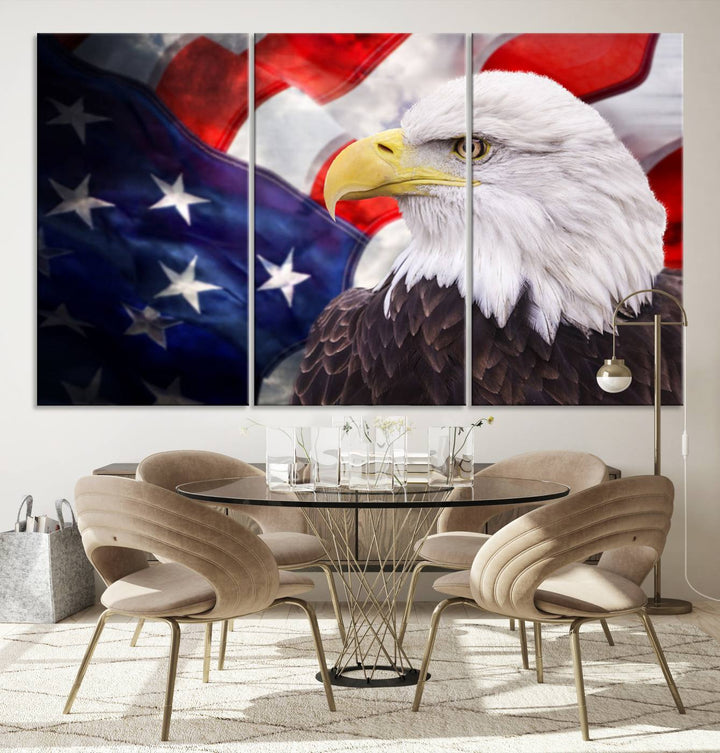 American Flag Eagle Wall Art Canvas Print