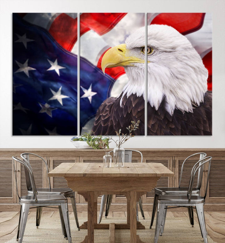 American Flag Eagle Wall Art Canvas Print