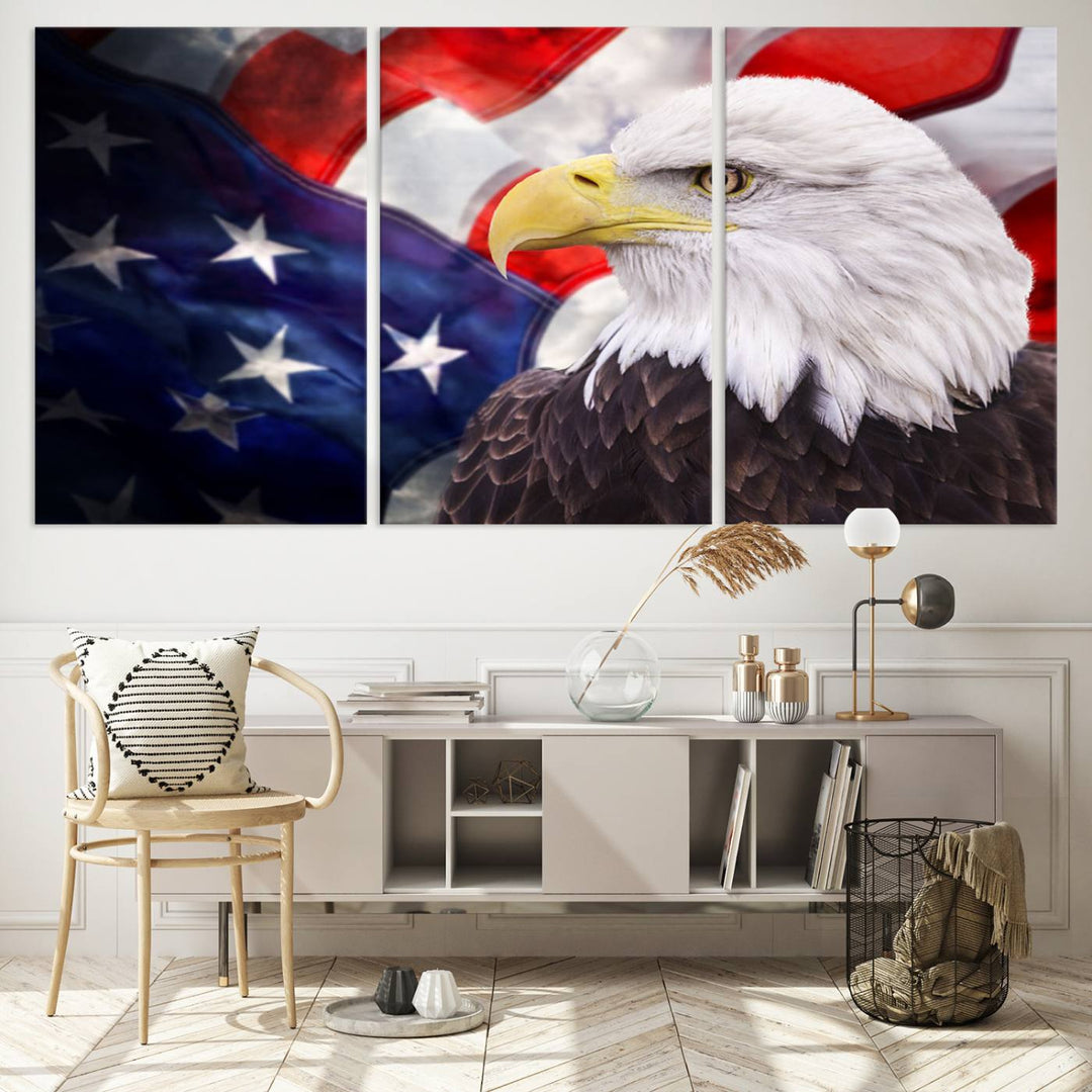 American Flag Eagle Wall Art Canvas Print