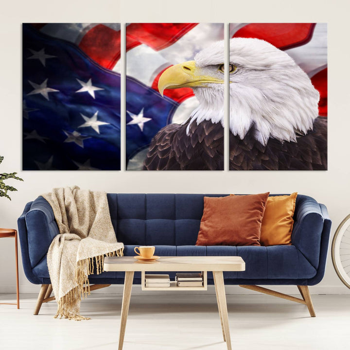 American Flag Eagle Wall Art Canvas Print