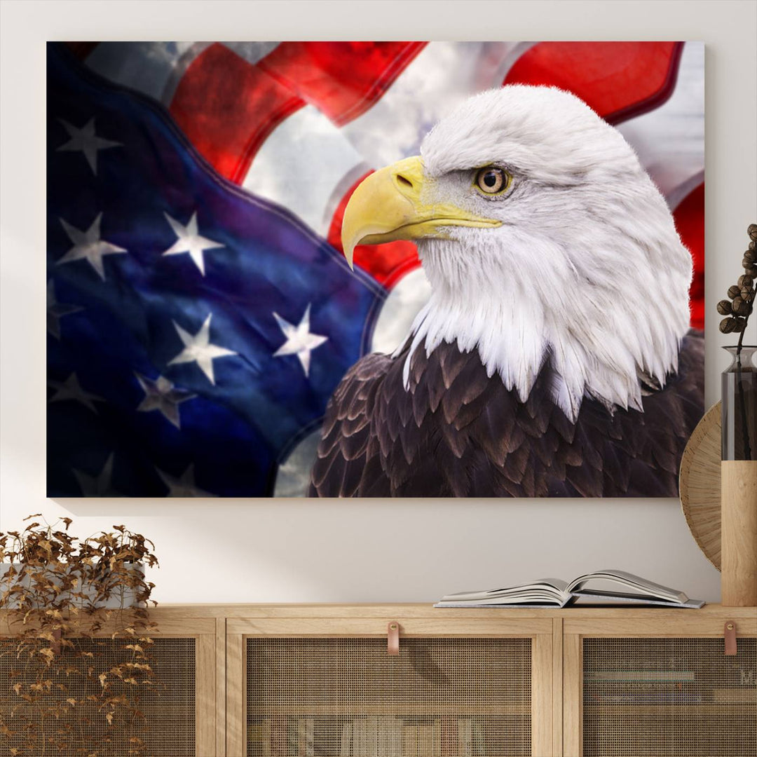 American Flag Eagle Wall Art Canvas Print