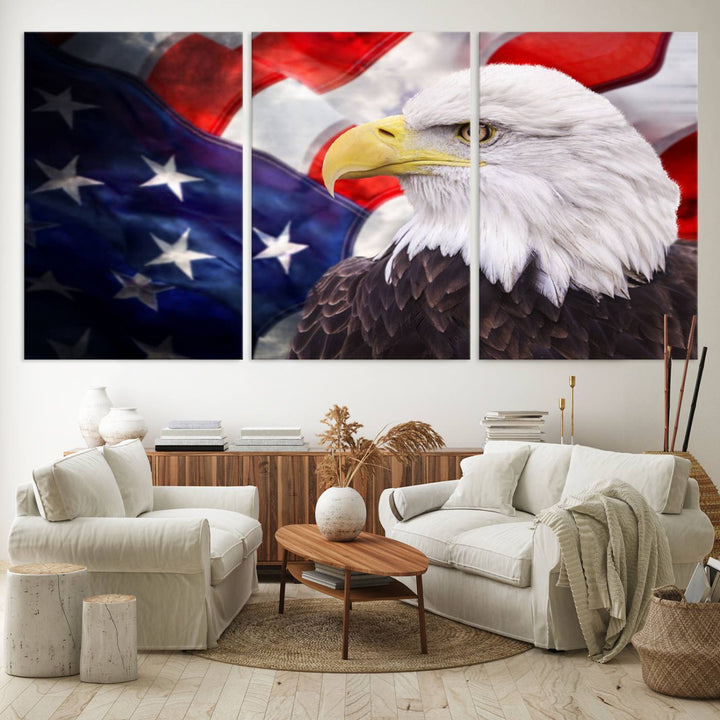 American Flag Eagle Wall Art Canvas Print