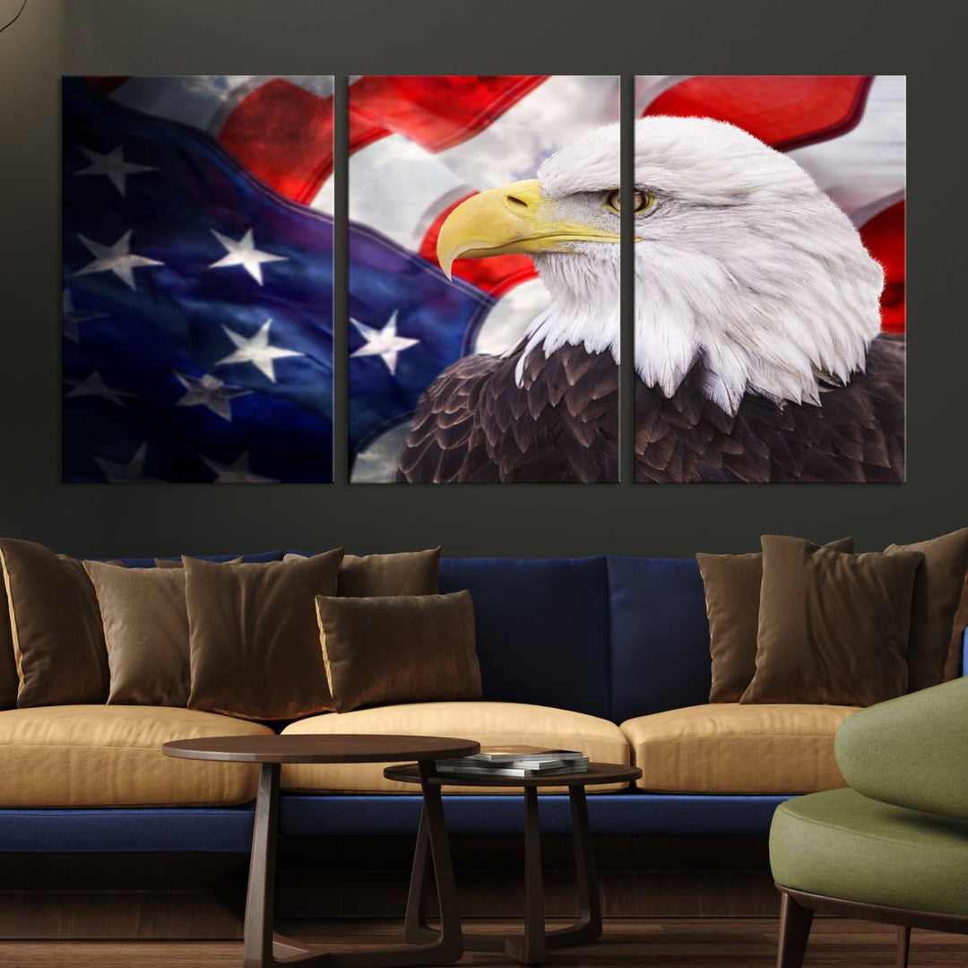 American Flag Eagle Wall Art Canvas Print