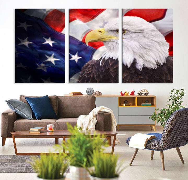 American Flag Eagle Wall Art Canvas Print