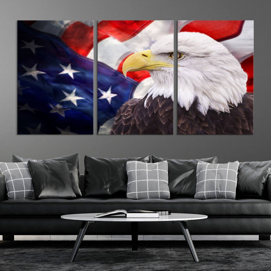 American Flag Eagle Wall Art Canvas Print