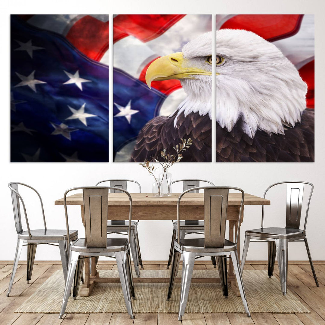 American Flag Eagle Wall Art Canvas Print