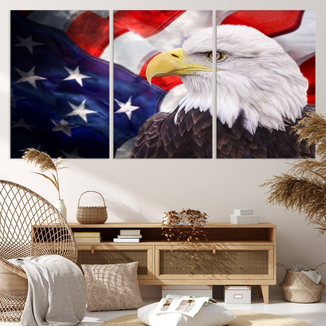 American Flag Eagle Wall Art Canvas Print