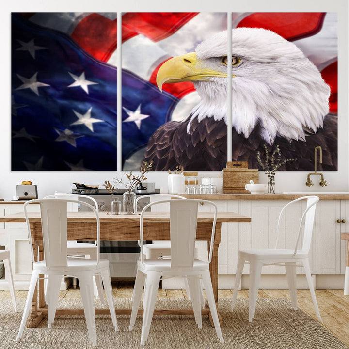 American Flag Eagle Wall Art Canvas Print