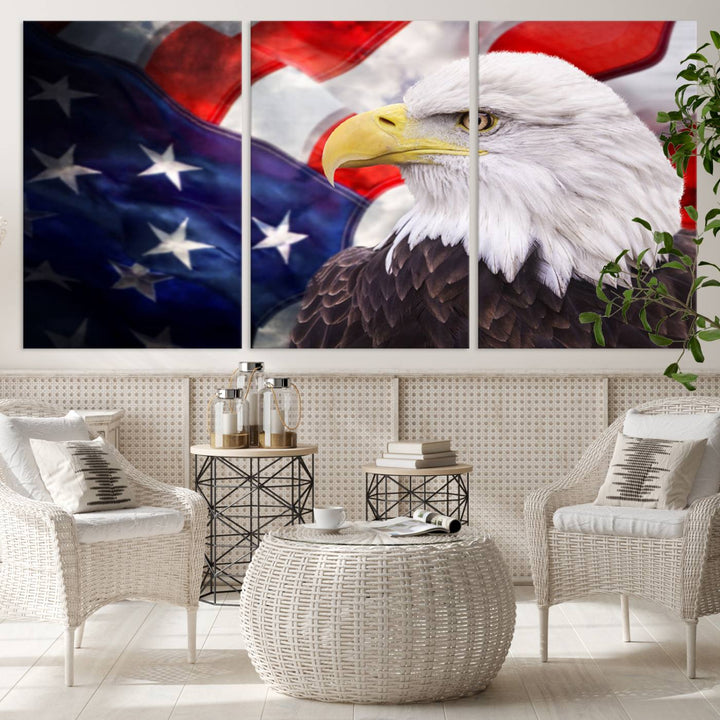 American Flag Eagle Wall Art Canvas Print