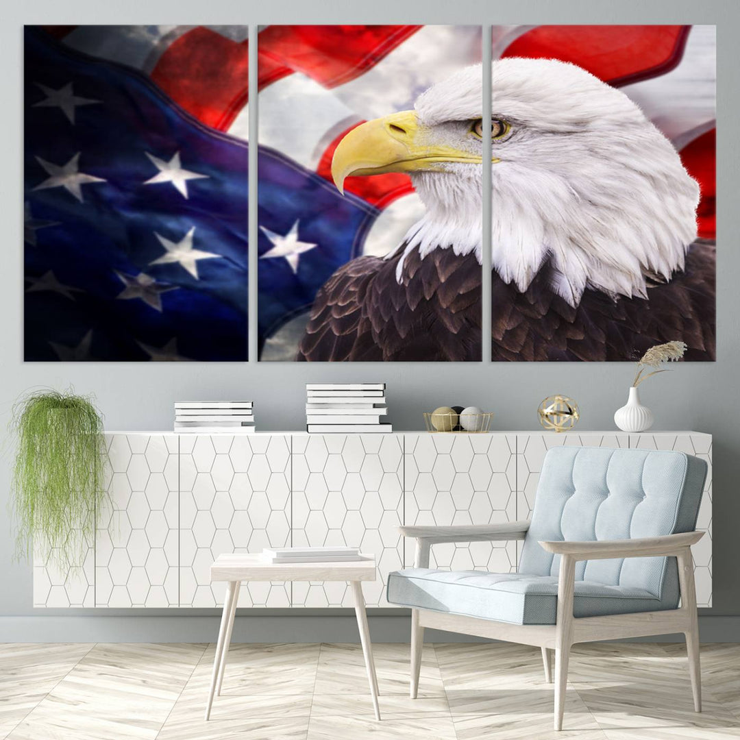 American Flag Eagle Wall Art Canvas Print